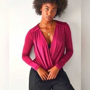 NWT Free People TURNT Crossover  BODYSUIT Long sleeve Lightweight Size S (A-5)